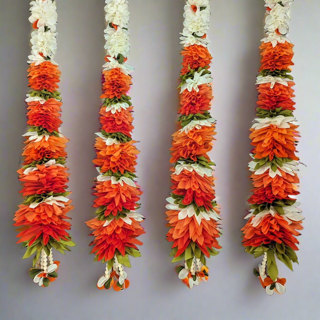 Fabric Garlands Orange - White (Pair)