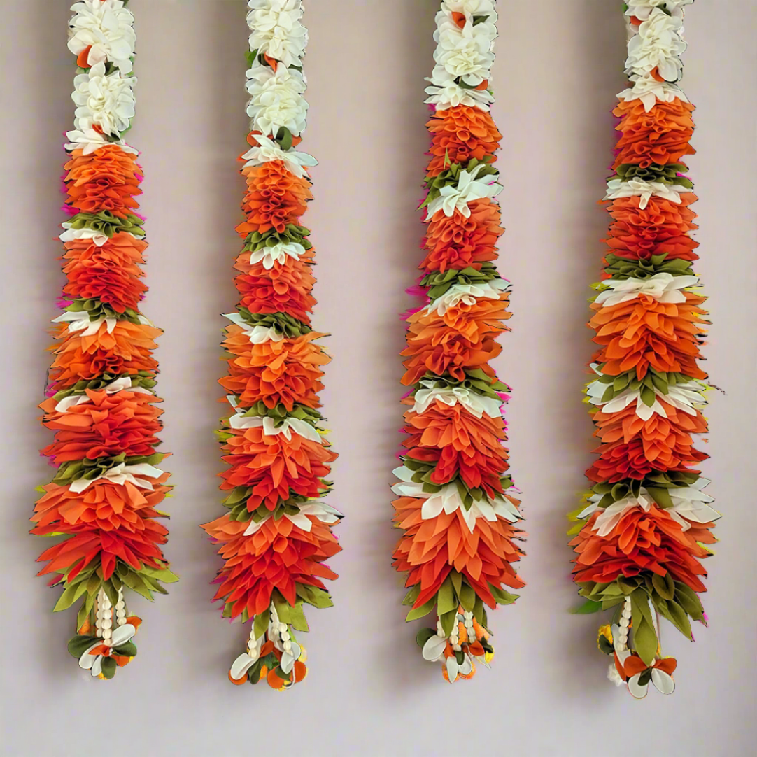 Fabric Garlands Orange - White (Pair)