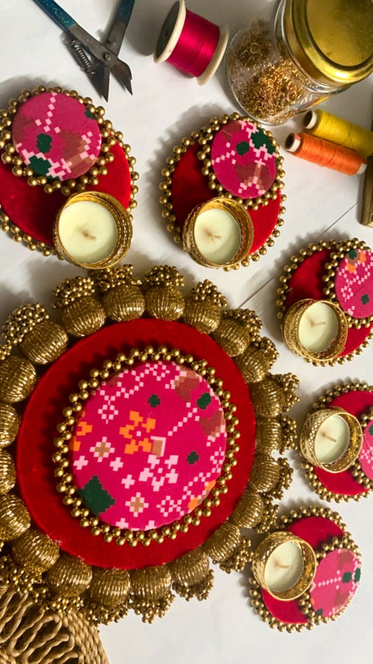 Maroon Patola Rangoli Set (6 pc Set)