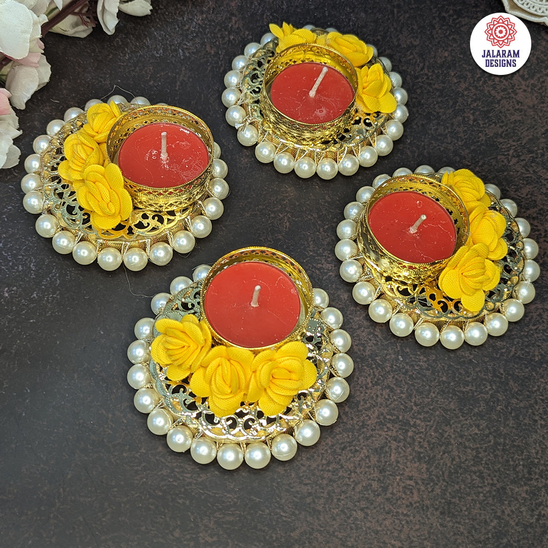 Pearl Bangle And Flower Tea Light Holder