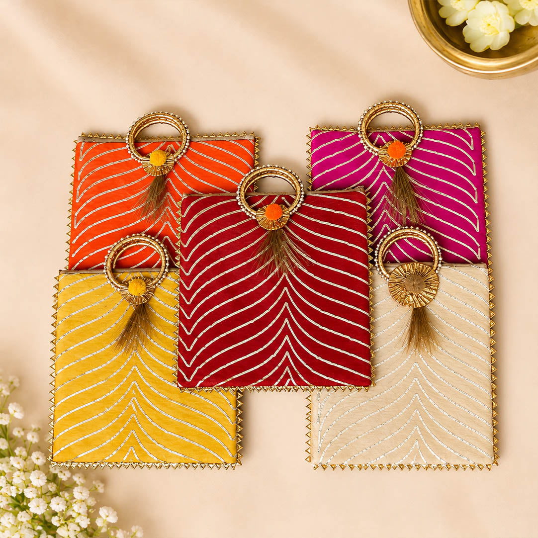 Traditional Gotta Gifting Bag 10 x 8 Inch | Indian Return Gift Bag for Wedding, Haldi, Mehndi & Diwali | Festive Favor Bag