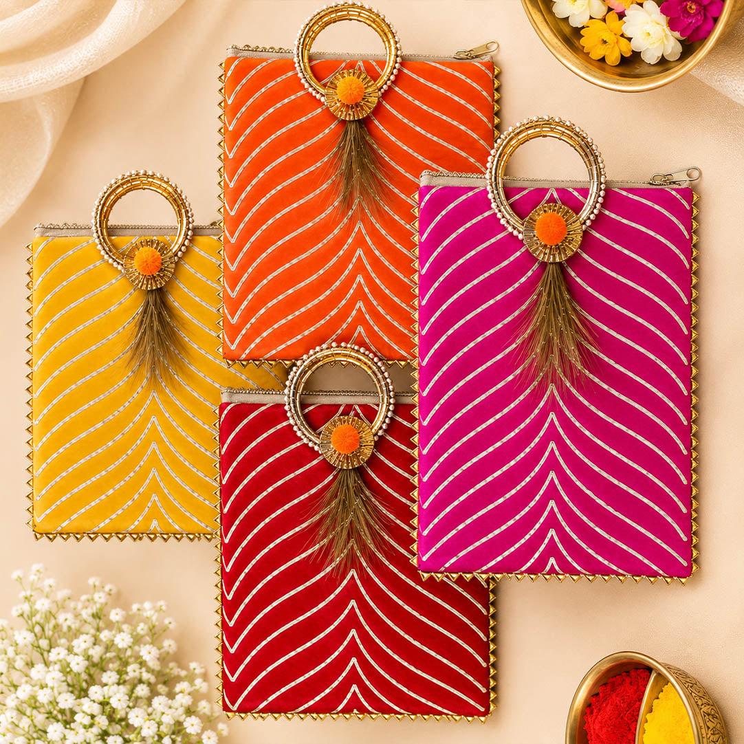 Traditional Gotta Gifting Bag 10 x 8 Inch | Indian Return Gift Bag for Wedding, Haldi, Mehndi & Diwali | Festive Favor Bag