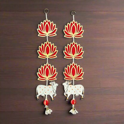 Lotus And Cow Hangings (Pair)