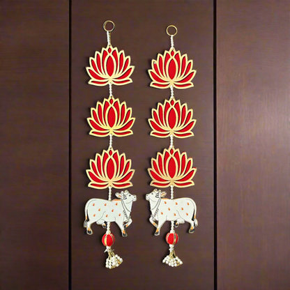 Lotus And Cow Hangings (Pair)