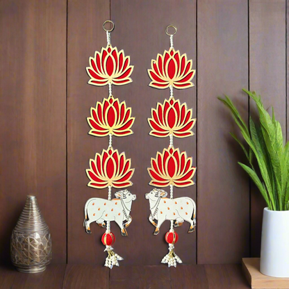 Lotus And Cow Hangings (Pair)