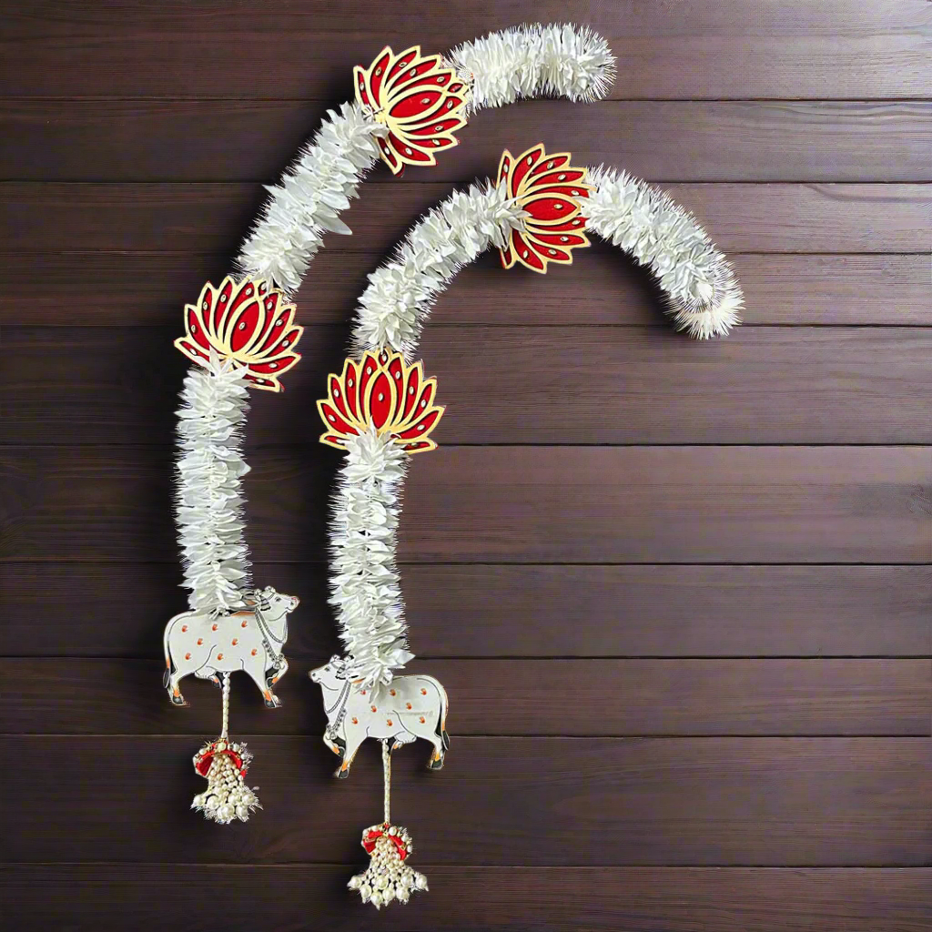 Lotus Gajra With Cow Hangings (Pair)