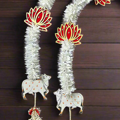 Lotus Gajra With Cow Hangings (Pair)