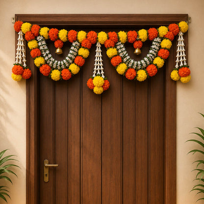 Marigold And Mogra Toran With Tassels