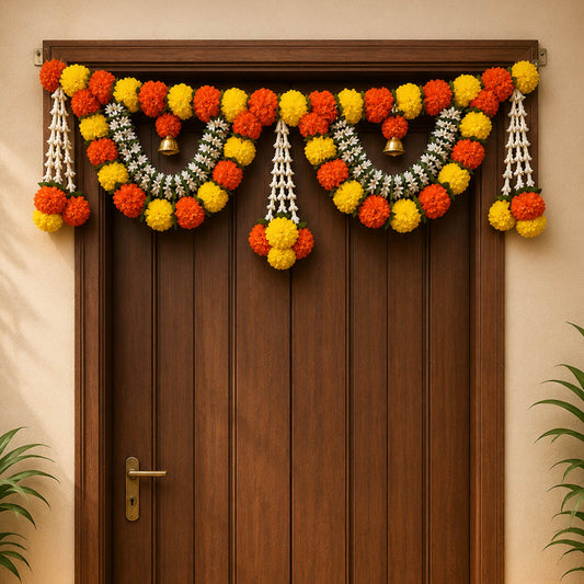 Marigold And Mogra Toran With Tassels