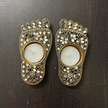 LaxmiCharan Mirror Tea Light (Pair)