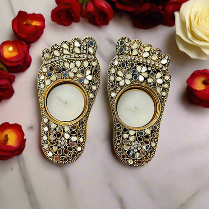 LaxmiCharan Mirror Tea Light (Pair)