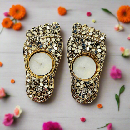 LaxmiCharan Mirror Tea Light (Pair)