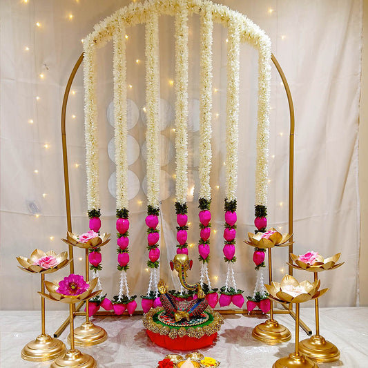 Arch Shape Backdrop Stand for Decoration Christmas, Ganpati Sthapna , Laxmi Ganesh Diwali ,Varalakshmi Pooja Festival Decoration Home Decor photo Background Support for Pooja Home Decor