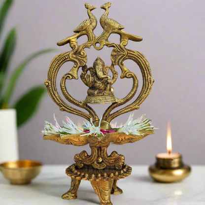 Modern Brass  Ganesha Idol with Diya