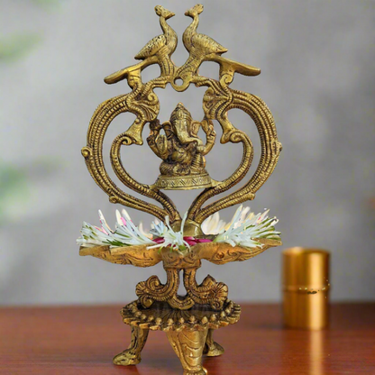 Modern Brass  Ganesha Idol with Diya