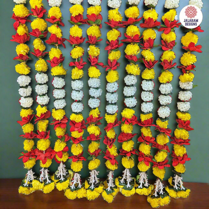 Decorative Yellow And Orange Marigold, Rajnigandha And Rose Dangler Strings