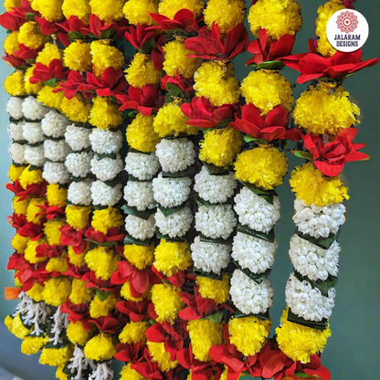 Decorative Yellow And Orange Marigold, Rajnigandha And Rose Dangler Strings