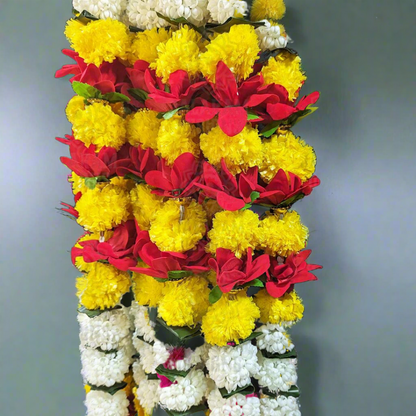 Decorative Yellow And Orange Marigold, Rajnigandha And Rose Dangler Strings