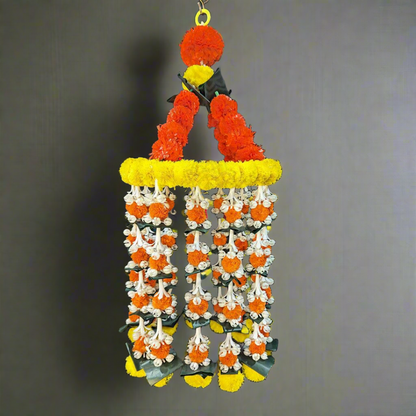 Decorative Yellow And Orange Marigold Jhoomar with Strings