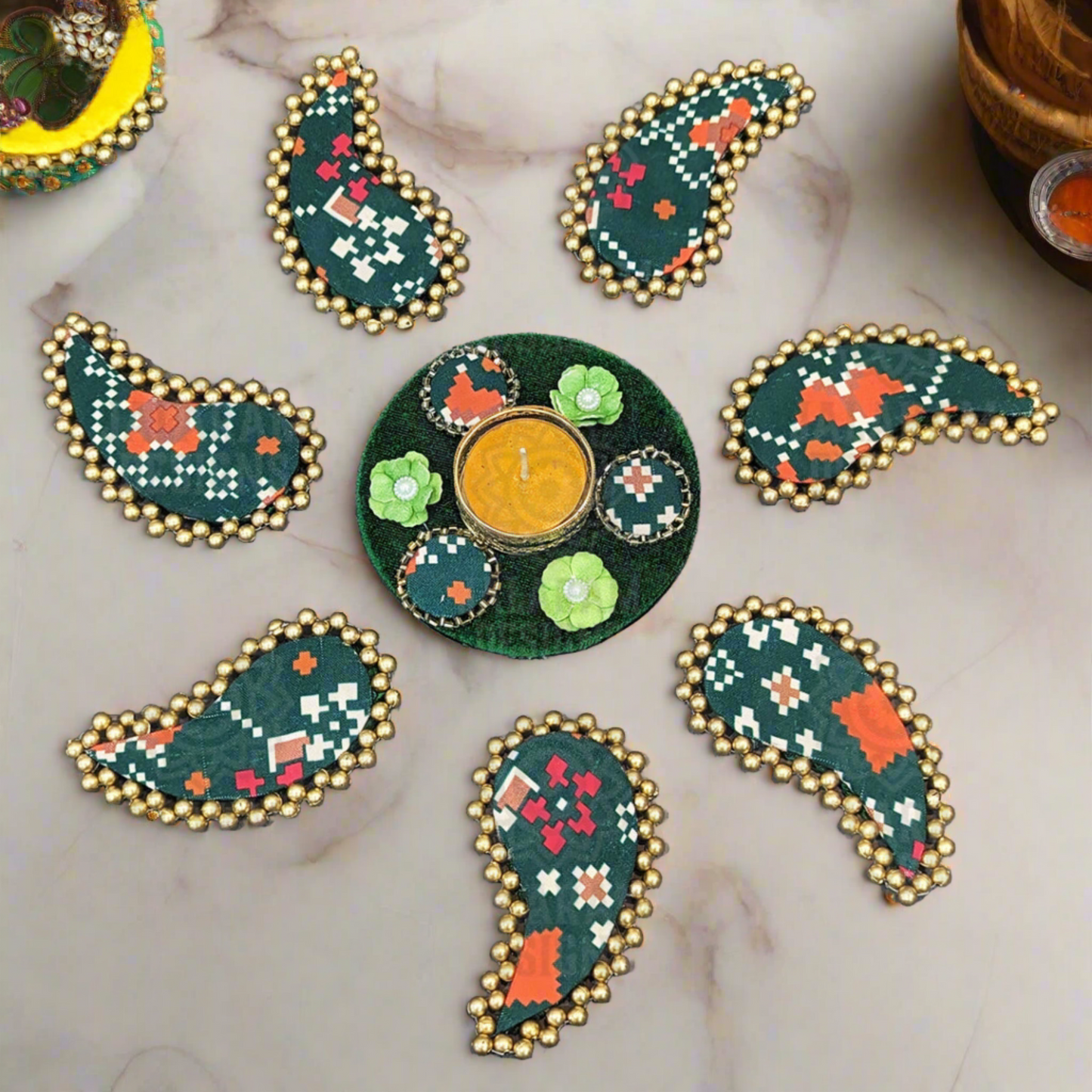 Rangoli Mat Green