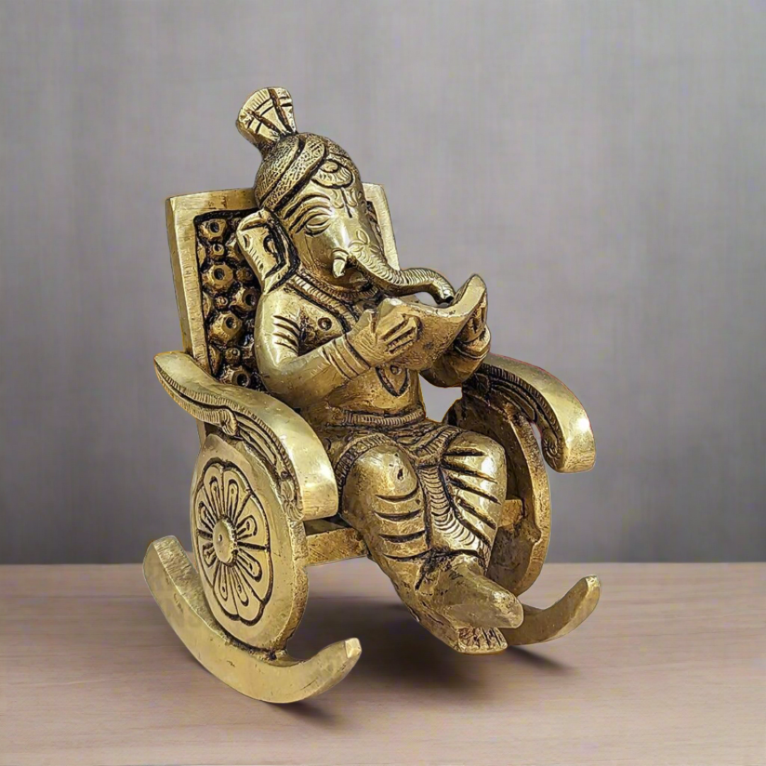 Brass Chair Ganesha Idol