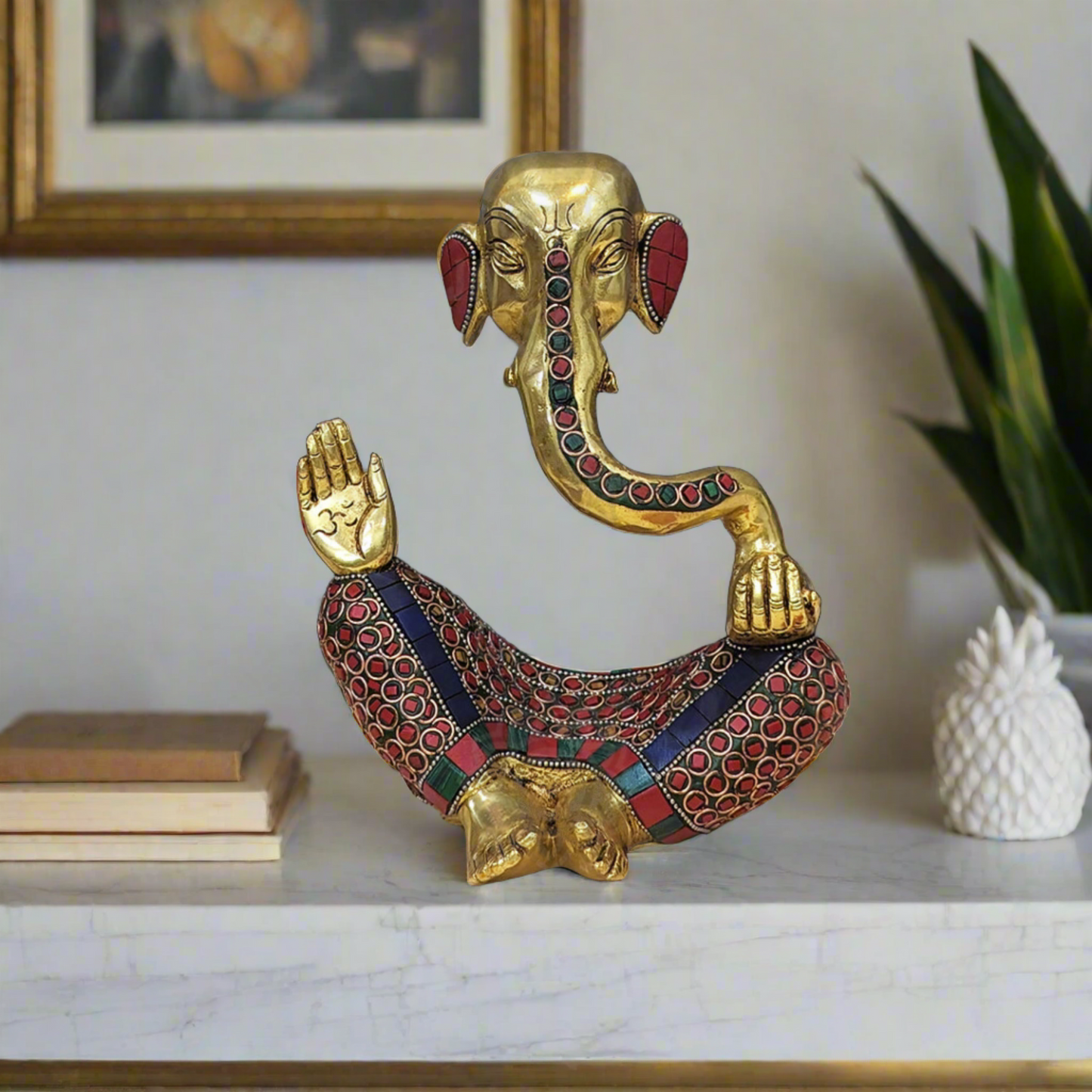 Modern Lord Ganesha Idol with Colorful Stone