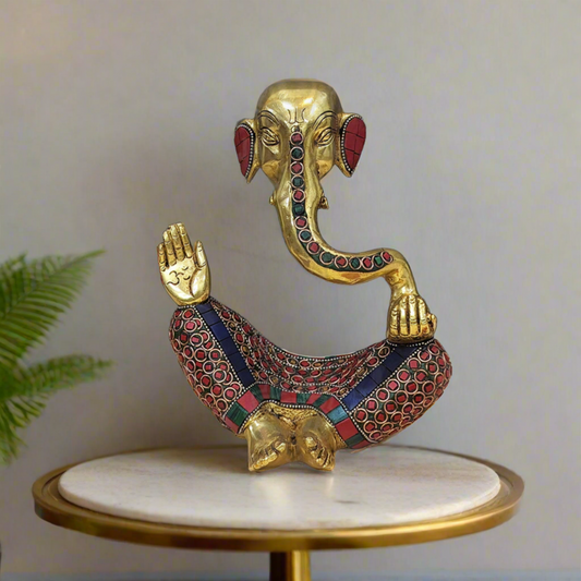 Modern Lord Ganesha Idol with Colorful Stone