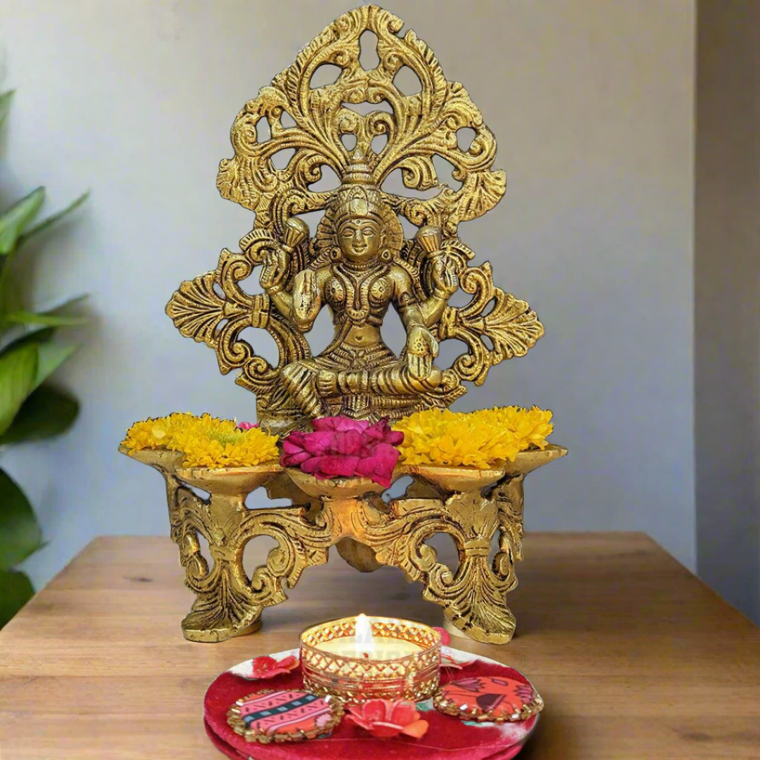 Panch Diya Laxmi Brass Idol