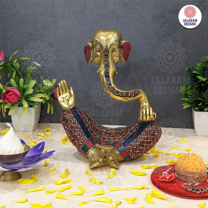 Modern Lord Ganesha Idol with Colorful Stone