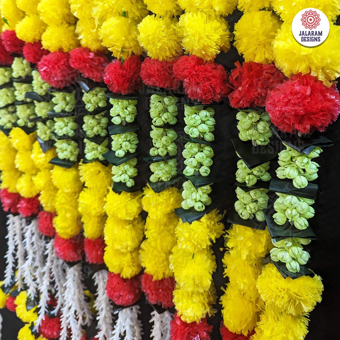 Decorative Yellow And Orange Marigold, Rajnigandha Dangler Strings