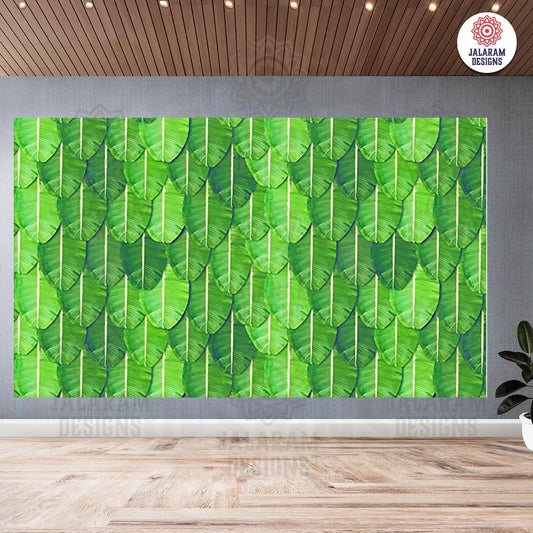 South indian Wedding Backdrop Cloth Banana Leaf for Festivals/House Hold Functions/Ceremonies Banana Leaf Design(Aaritaku) Size (5x8) FT