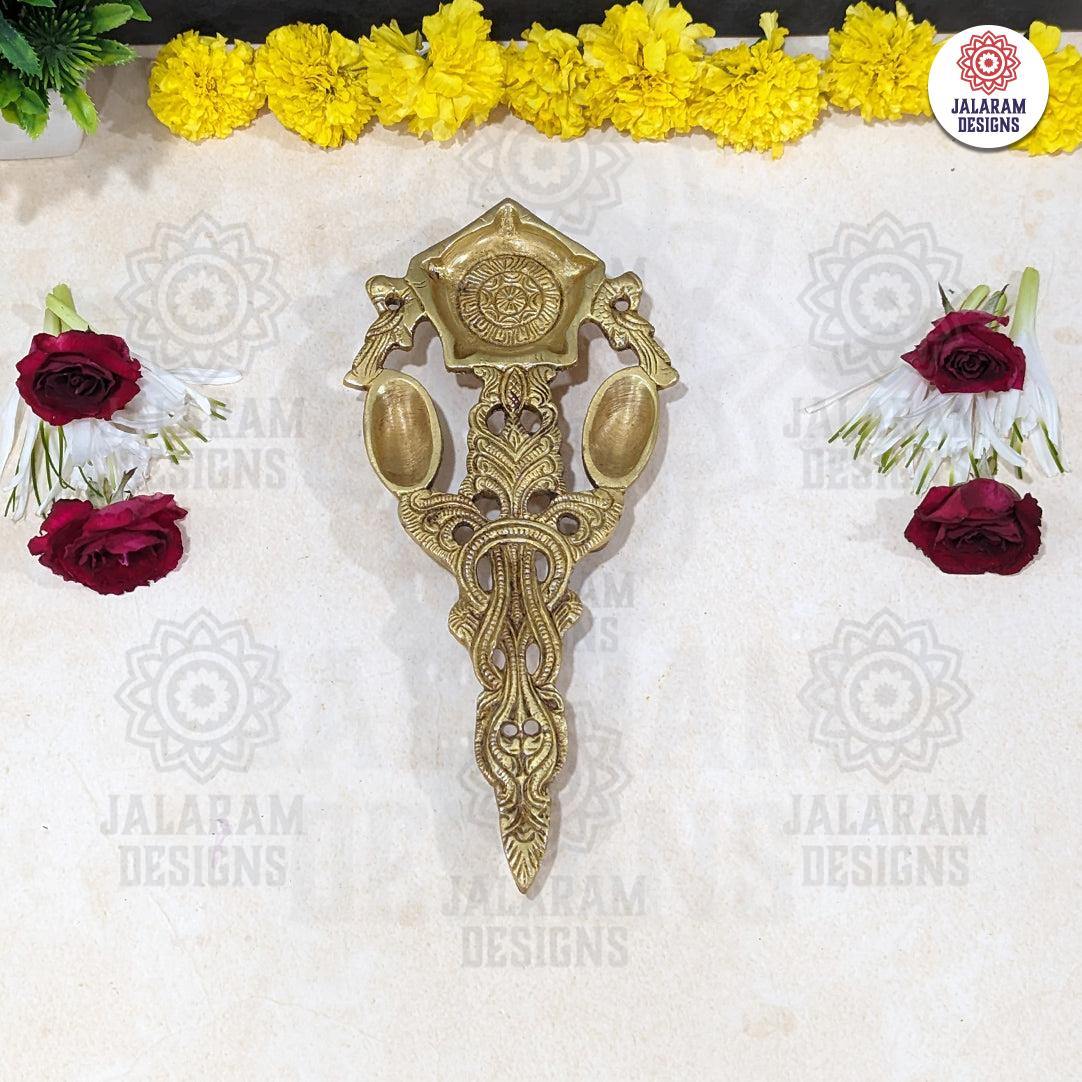 Twin Peacock Design Brass Pooja Spoon