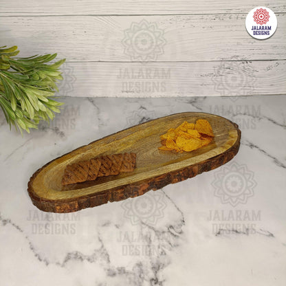 Handcrafted Wooden Serving Papaya Platter for Serving Snack, Cake, Pastries, Server Tray for Home and Kitchen Decor