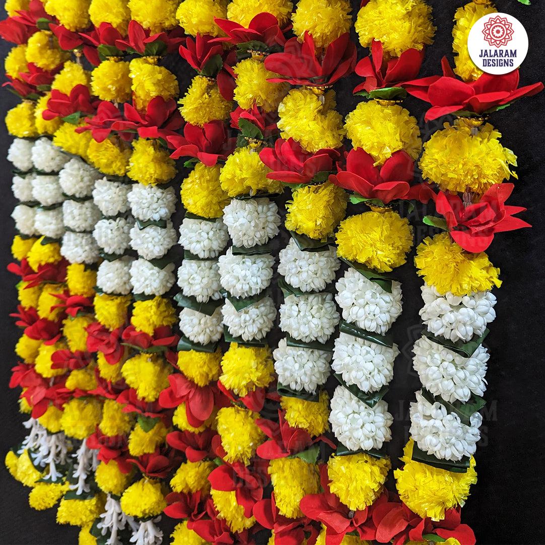 Decorative Yellow And Orange Marigold, Rajnigandha And Rose Dangler Strings