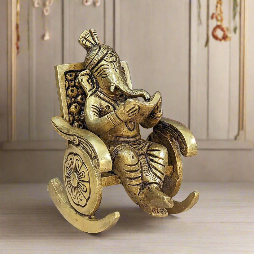 Brass Chair Ganesha Idol