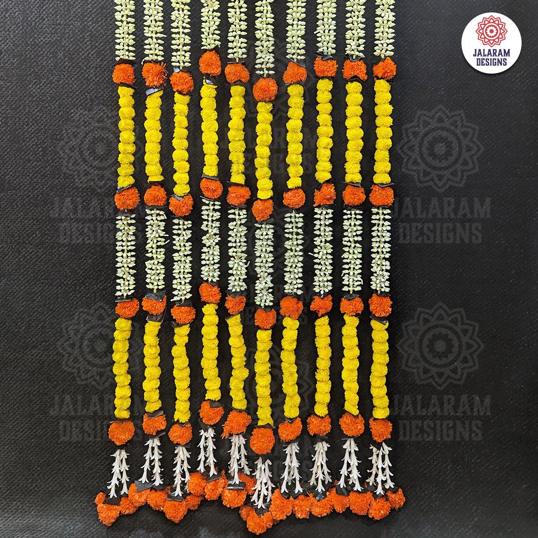 Decorative Yellow And Orange Marigold & Rajnigandha Dangler Strings