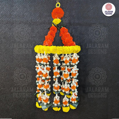 Decorative Yellow And Orange Marigold Jhoomar with Strings