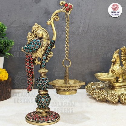 Peacock Diya Stand