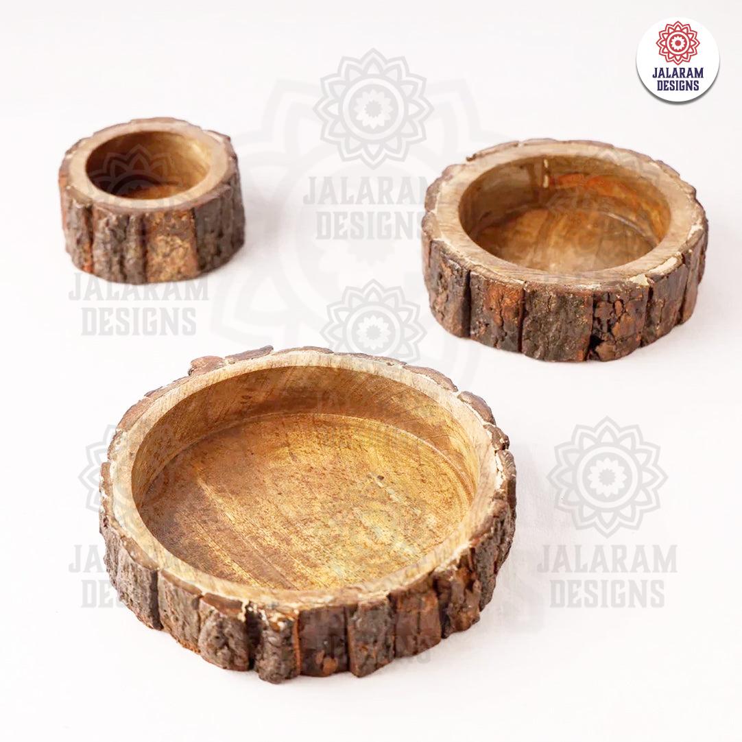 Set of 3 Wooden Bowls for Keeping your Stuff or Making Candles ( In Mango Wood )