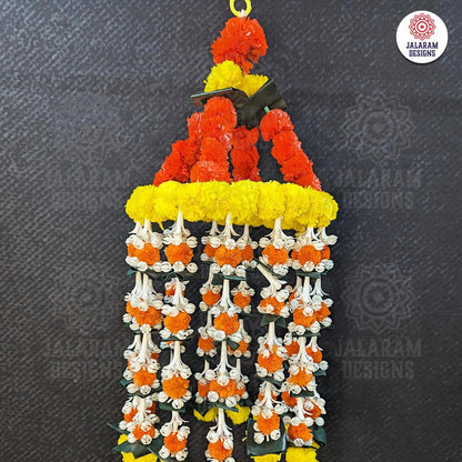 Decorative Yellow And Orange Marigold Jhoomar with Strings