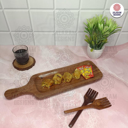 Handcrafted Sheesham Wood Bat Platter: Serve in Style