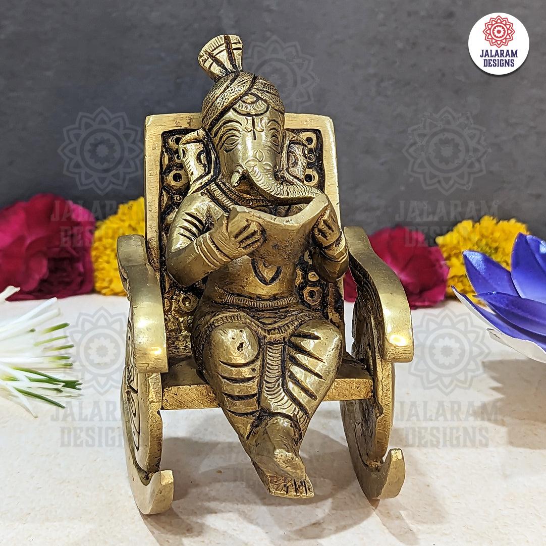 Brass Chair Ganesha Idol