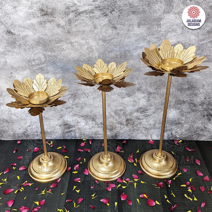 Flower Diya with Stand (Set Of 3)