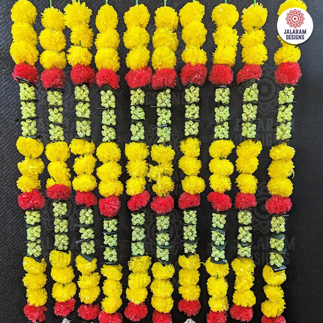 Decorative Yellow And Orange Marigold, Rajnigandha Dangler Strings