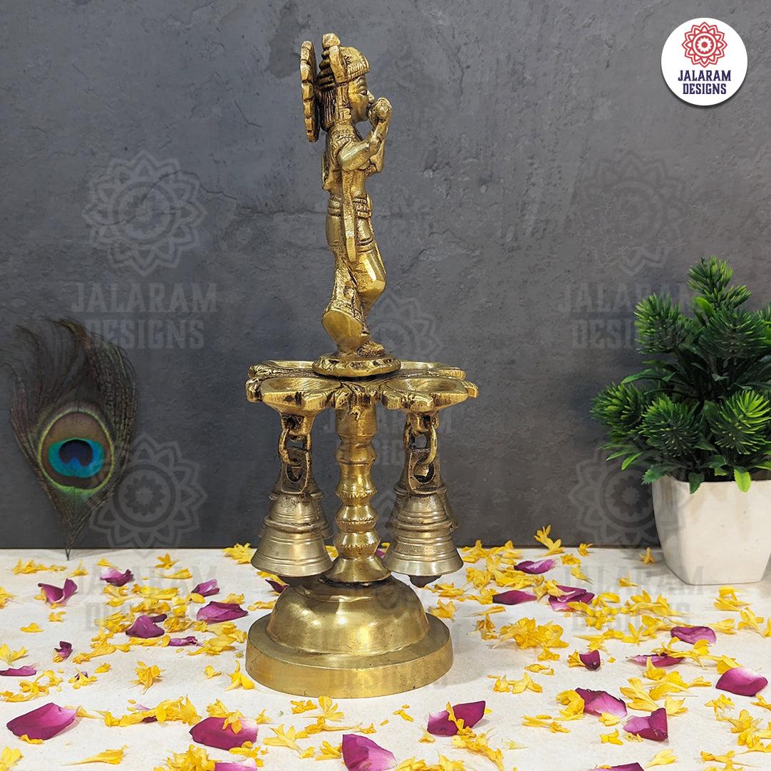 Brass Krishna Diya with Bell