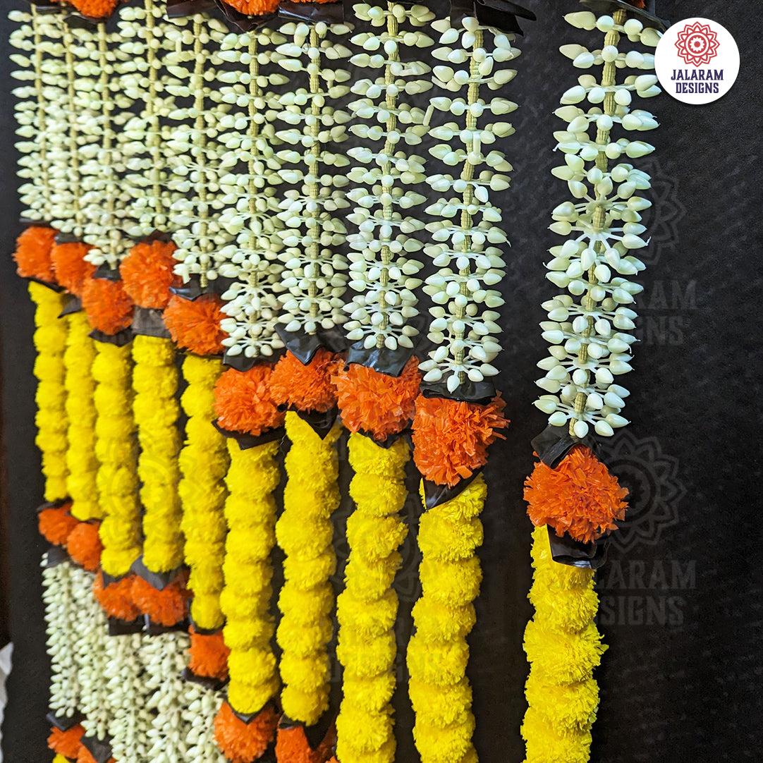 Decorative Yellow And Orange Marigold & Rajnigandha Dangler Strings