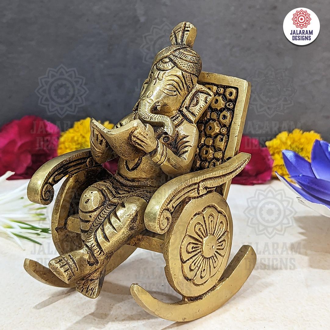 Brass Chair Ganesha Idol