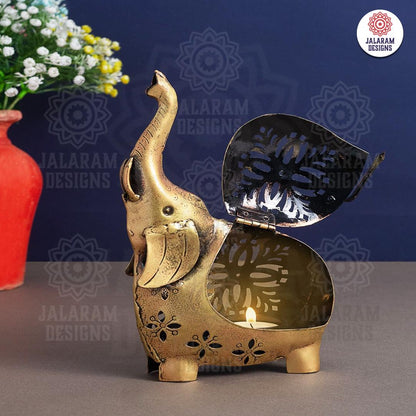 Elephant Showpiece Iron Tea Light Candle Holder