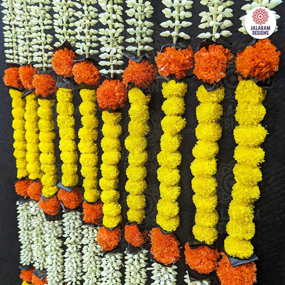 Decorative Yellow And Orange Marigold & Rajnigandha Dangler Strings