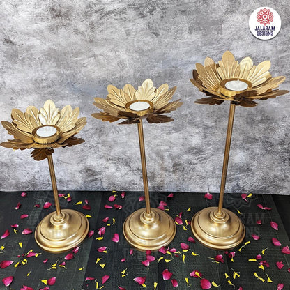 Flower Diya with Stand (Set Of 3)